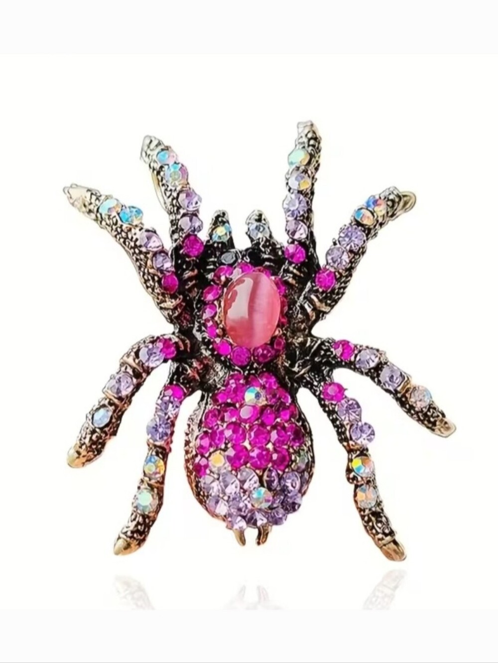 🌺 Spider Pink Jeweled Brooch With Rhinestones Spider Accessories